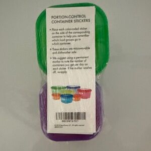 Bright Green & Purple Portion Control Container Sticker Set